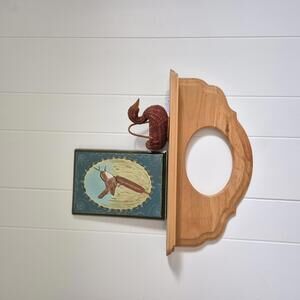 Vintage Wood Wall Shelf with Ornate Cutout
